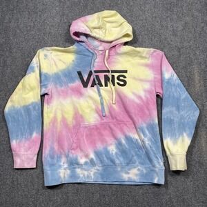 Vans Tie Dye Hoodie Sweatshirt Men's Size Large Pink Blue Yellow Logo